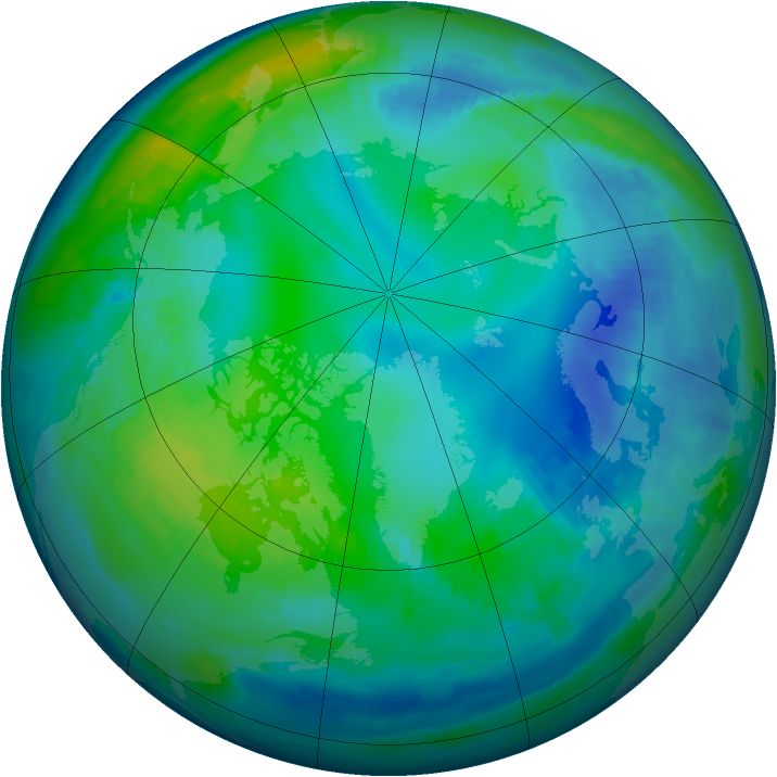 Arctic ozone map for 08 November 1997